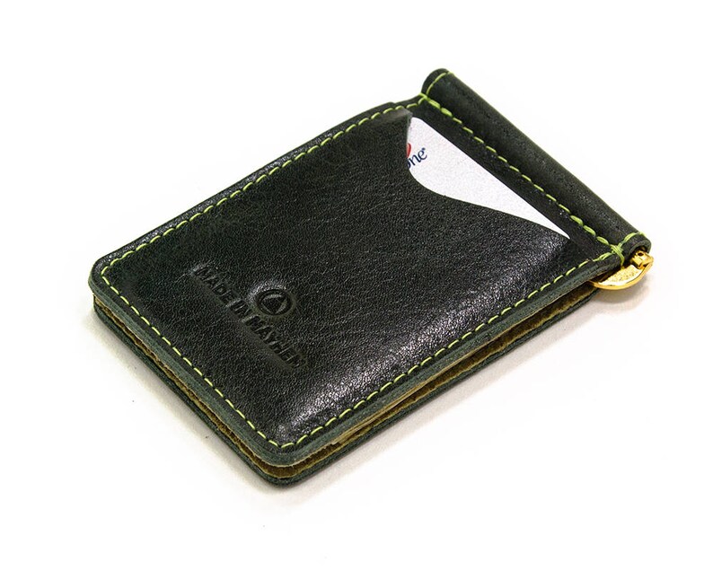 Green Leather Wallet Money Clip Wallet Wallet For Men Etsy - image 0